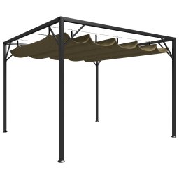 Gossi pavilion gradina, acoperis retractabil gri taupe 3x3 m 180 g/m2