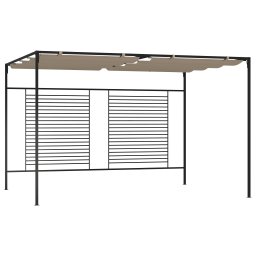 Gossi pavilion gradina, acoperis retractabil gri taupe 3x4x2,3 m 180 g/m2