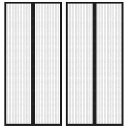 Gossi perdea de usa anti-insecte cu magnet, 2 buc., negru, 210x90 cm