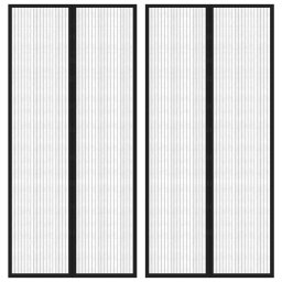 Gossi perdea de usa anti-insecte cu magnet, 2 buc., negru, 220x110 cm