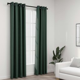 Gossi perdele opace aspect panza cu ocheti 2 buc verde 140x225 cm