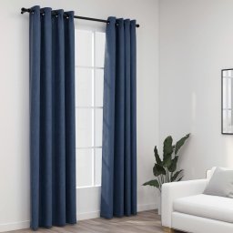 Gossi perdele opace aspect panza cu ocheti 2 buc. albastru 140x225 cm