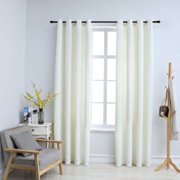 Gossi perdele opace cu inele, 2 buc., crem, 140x175 cm, catifea