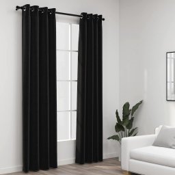 Gossi perdele opace, aspect panza, 2 buc., antracit, 140 x 245 cm