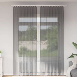 Gossi perdele voile cu bucle 2 buc gri inchis 140x260 cm