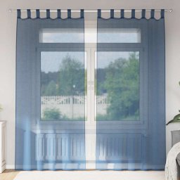 Gossi perdele voile cu buzunare pentru bare 2 buc albastru regal