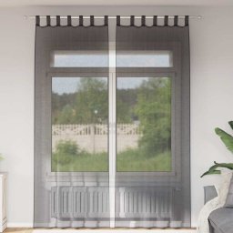 Gossi perdele voile cu buzunare pentru bare 2 buc negru