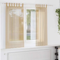 Gossi perdele voile cu buzunare pentru bare 2 buc nisip