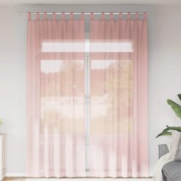 Gossi perdele voile cu buzunare pentru bare 2 buc roz
