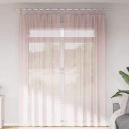 Gossi perdele voile cu buzunare pentru bare 2 buc roz deschis