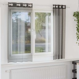 Gossi perdele voile cu oeli 2 buc negru 140x175 cm