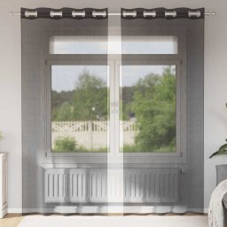 Gossi perdele voile cu oeli 2 buc negru 140x225 cm