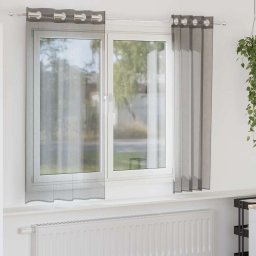 Gossi perdele voile cu oelii 2 buc gri inchis 140x140 cm