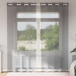 Gossi perdele voile cu oelii 2 buc gri inchis 140x225 cm