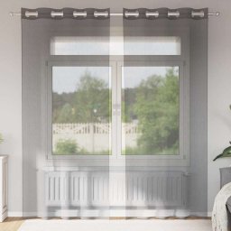 Gossi perdele voile cu oelii 2 buc gri inchis 140x245 cm