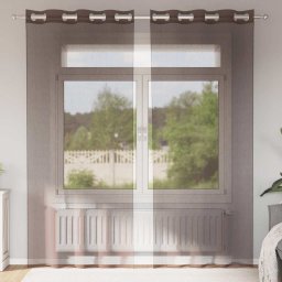 Gossi perdele voile cu oelii 2 buc maro 140x245 cm