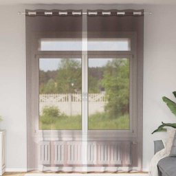 Gossi perdele voile cu oelii 2 buc maro 140x300 cm