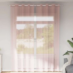 Gossi perdele voile cu oelii 2 buc roz 140x300 cm