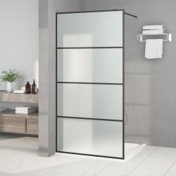 Gossi perete cabina dus walk-in negru 100x195 cm sticla esg mata