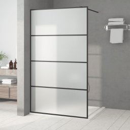 Gossi perete cabina dus walk-in negru 115x195 cm sticla esg mata