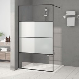 Gossi perete cabina dus walk-in negru 115x195 cm sticla esg semi-mata