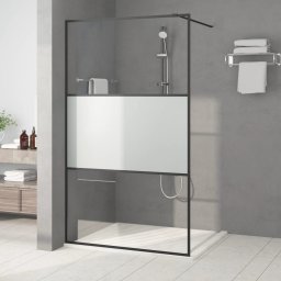 Gossi perete cabina dus walk-in negru 115x195 cm sticla esg semi-mata