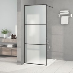 Gossi perete cabina dus walk-in negru 80x195 cm sticla esg mata