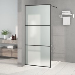 Gossi perete cabina dus walk-in negru 90x195 cm sticla esg mata