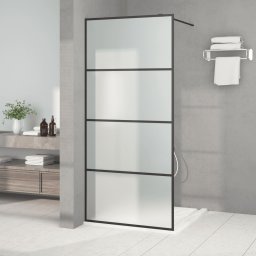Gossi perete cabina dus walk-in negru 90x195 cm sticla esg mata