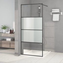 Gossi perete cabina dus walk-in negru 90x195 cm sticla esg semi-mata