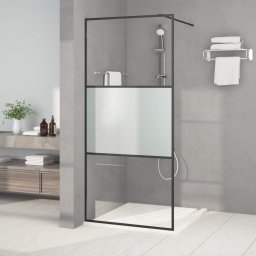 Gossi perete cabina dus walk-in negru 90x195 cm sticla esg semi-mata