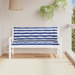 Gossi perne banca, 2 buc., 150x50x7 cm dungi albastre si albe, oxford