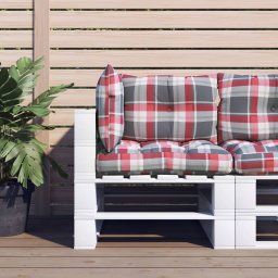 Gossi perne pentru paleti, 3 buc., rosu carouri, material textil