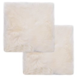 Gossi pernute de scaun, 2 buc, alb, 40x40 cm, piele naturala de oaie