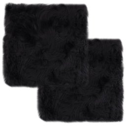 Gossi pernute scaun 2 buc, gri inchis, 40x40 cm, piele oaie naturala