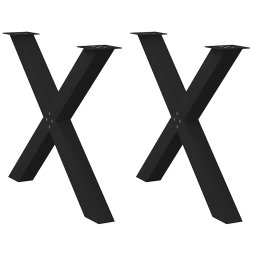 Gossi picioare pentru masa in forma x 2 buc negru 90x(72-73) cm otel
