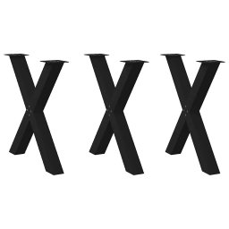 Gossi picioare pentru masa in forma x 3 buc negru 70x(72-73) cm otel