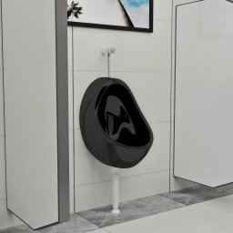 Gossi pisoar de perete cu supapa pentru spalare, negru, ceramica