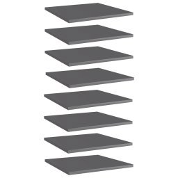 Gossi placi biblioteca, 8 buc., gri extralucios, 40 x 40 x 1,5 cm pal