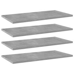Gossi placi biblioteca, gri beton, 4 buc, 60 x 30 x 1,5 cm, pal
