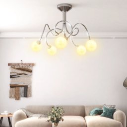Gossi plafoniera cu abajururi rotunde din sticla, 5 becuri led g9