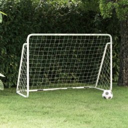 Gossi poarta de fotbal cu plasa, alb, 180x90x120 cm, otel