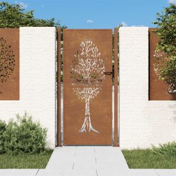 Gossi poarta de gradina, 105x205 cm, otel corten, model copac