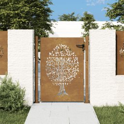 Gossi poarta pentru gradina, 105x130 cm, otel corten, model copac