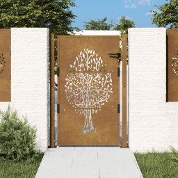 Gossi poarta pentru gradina, 105x155 cm, otel corten, model copac