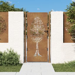 Gossi poarta pentru gradina, 105x180 cm, otel corten, model copac