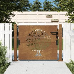 Gossi poarta pentru gradina, 105x80 cm, otel corten, model copac
