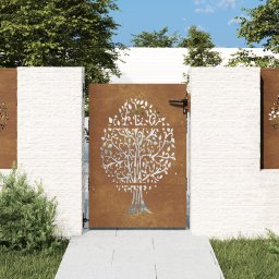 Gossi poarta pentru gradina, 85x125 cm, otel corten, model copac