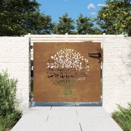 Gossi poarta pentru gradina, 85x75 cm, otel corten, model copac