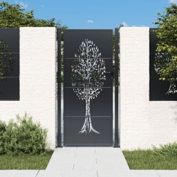 Gossi poarta pentru gradina, antracit, 105x205 cm, otel, design copac